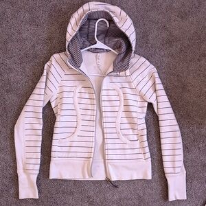 lululemon athletica Cream and Black Striped Hoodie